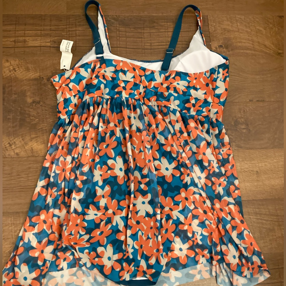 BloomChic NWT Floral Swim Dress in Teal/Coral/White Women’s Plus 26 - Picture 8 of 13